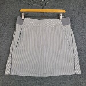 Athleta Brooklyn Textured 16 Skort Grey White Pinstripe Golf Tennis Skirt 10